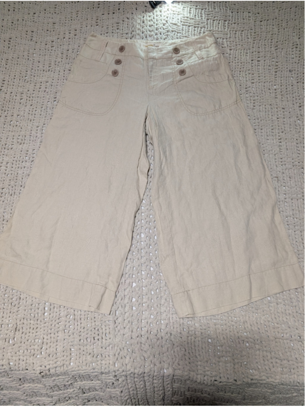 Women's London Jeanne Beige Linen Cropped Pants Size 6